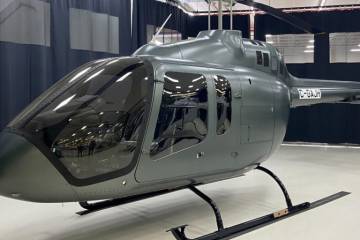 Bell 505 owned by Cotswold Aviation on display in showroom
