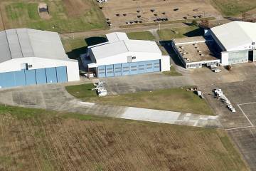 Aerial view of Aviation Exteriors Louisiana's current hangar facilities 