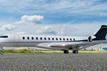 Bombardier Global 7500 operated for charter with Elit'Avia on the airport ramp