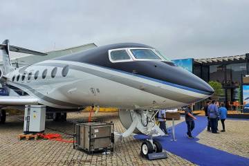 Gulfstream G650ER business jet airplane at LABACE
