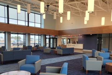 Interior of new Hova Flight Services FBO at Hanover County Municipal Airport