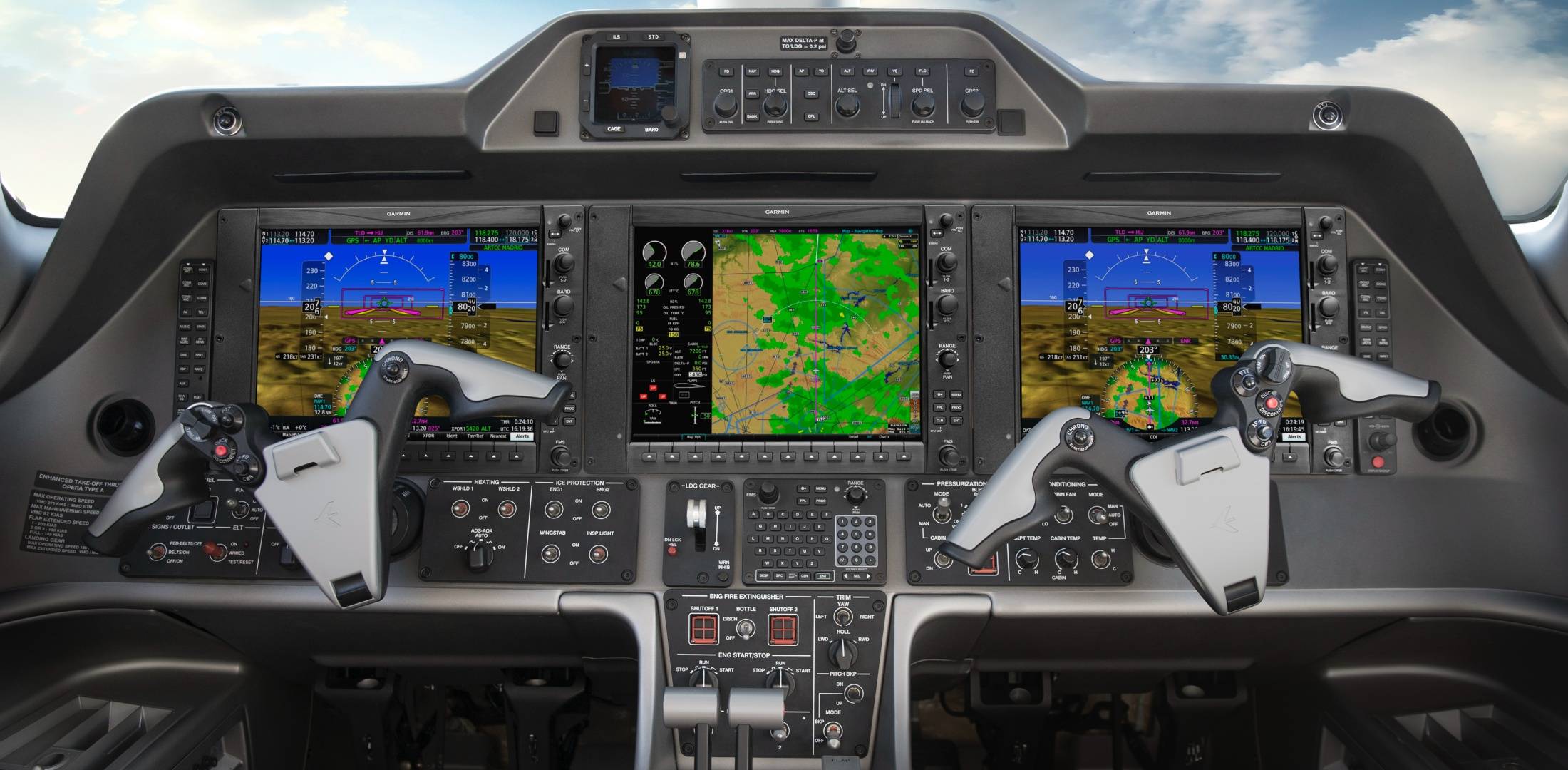 Garmin's G1000 NXi avionics suite in an Embraer Phenom.