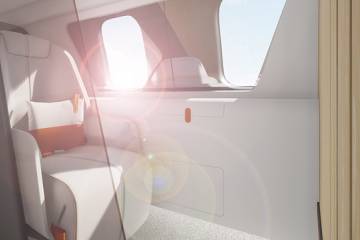Cabin view of Altea's "privacy inside a private jet” concept for Bombardier’s flagship Global 7500 